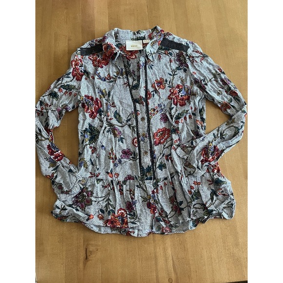 Maeve Tops - Maeve Anthropologie Blouse Flowy Top Boho Floral Lace Accents Size 2 Women's